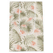 Tropical Hisbiscus Palm Tree Muster Mittlere Geschenktüte (Rückseite)