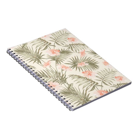 Tropical Hisbiscus Palm Tree Muster Notizblock (Rechte Seite)