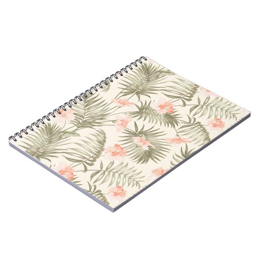 Tropical Hisbiscus Palm Tree Muster Notizblock (Linke Seite)