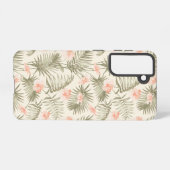 Tropical Hisbiscus Palm Tree Muster Samsung Galaxy Hülle (Rückseite (Horizontal))