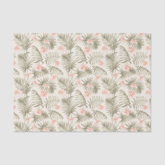 Tropical Hisbiscus Palm Tree Muster Seidenpapier (Vorderseite)