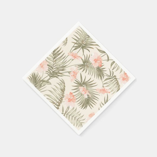 Tropical Hisbiscus Palm Tree Muster Serviette (Ecke)