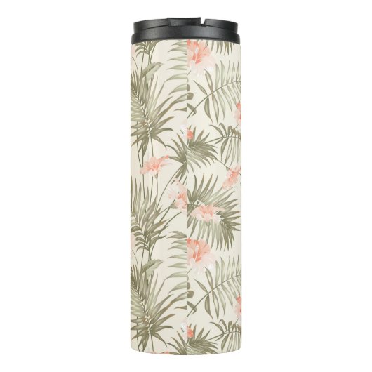 Tropical Hisbiscus Palm Tree Muster Thermosbecher (Rückseite)