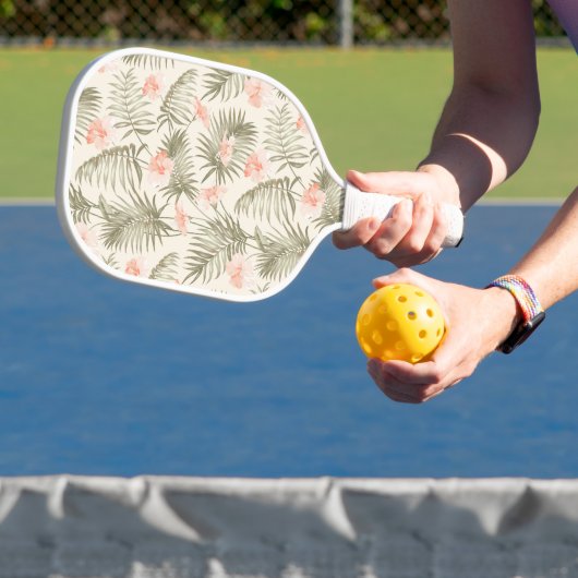 Tropical Hisbiscus Palm Tree Pattern Pickleball Schläger (InSitu)