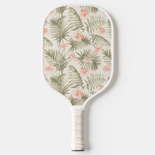 Tropical Hisbiscus Palm Tree Pattern Pickleball Schläger (Vorderseite)