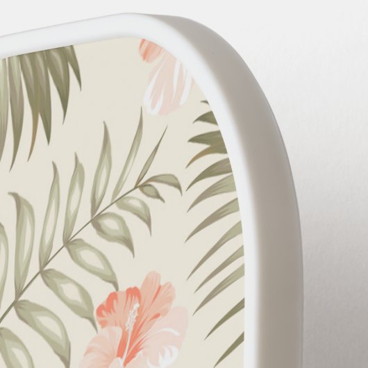 Tropical Hisbiscus Palm Tree Pattern Pickleball Schläger (Linke Seite)