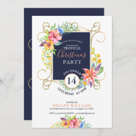 Tropical Holiday Cheers Blume & Gold Frame Einladung