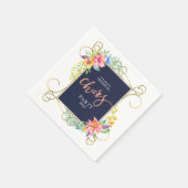 Tropical Holiday Cheers Blume & Gold Frame Serviette (Ecke)