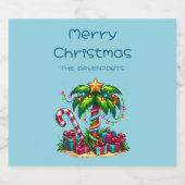 Tropical Holiday Palm Tree Frohe Weihnachten Bierflaschenetikett (Einzelnes Label)
