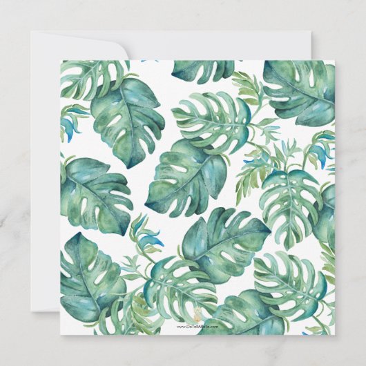 Tropical Holiday Party Watercolor Flamingo Einladung (Rückseite)