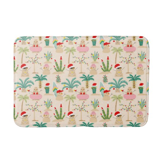 Tropical Holiday Vibes Christmas Pattern Badematte (Vorderseite)