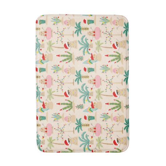Tropical Holiday Vibes Christmas Pattern Badematte (Vorderseite Vertikal)