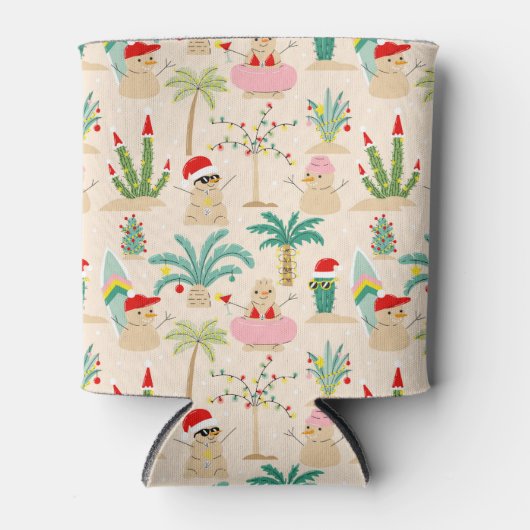 Tropical Holiday Vibes Christmas Pattern Dosenkühler (Vorderseite)