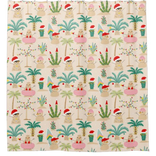 Tropical Holiday Vibes Christmas Pattern Duschvorhang (Vorderseite)