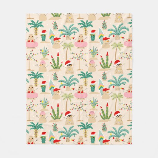 Tropical Holiday Vibes Christmas Pattern Fleecedecke (Vorderseite)