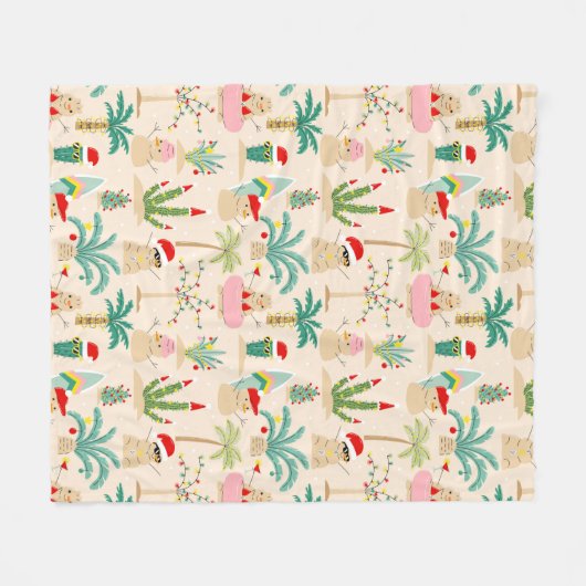 Tropical Holiday Vibes Christmas Pattern Fleecedecke (Vorderseite (Horizontal))