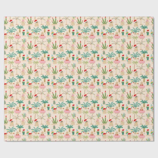 Tropical Holiday Vibes Christmas Pattern Geschenkpapier (Flach)