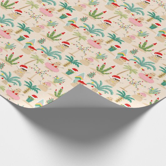 Tropical Holiday Vibes Christmas Pattern Geschenkpapier (Ecke)