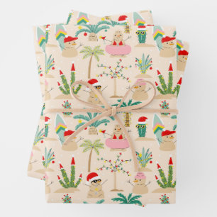 Tropical Holiday Vibes Christmas Pattern Geschenkpapier Set