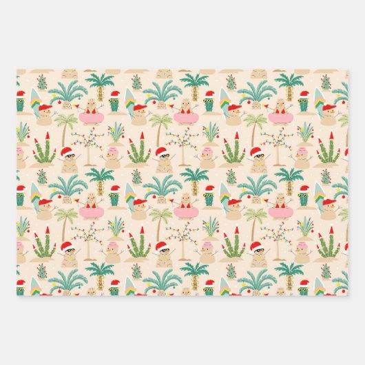 Tropical Holiday Vibes Christmas Pattern Geschenkpapier Set (Vorderseite)