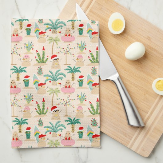 Tropical Holiday Vibes Christmas Pattern Geschirrtuch (Viertel Falte)