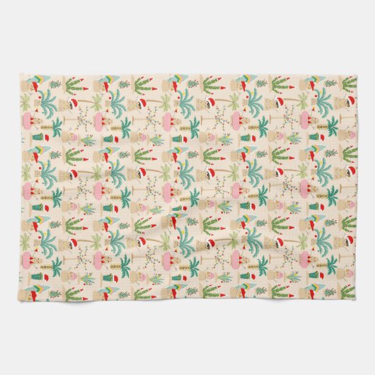 Tropical Holiday Vibes Christmas Pattern Geschirrtuch (Horizontal)