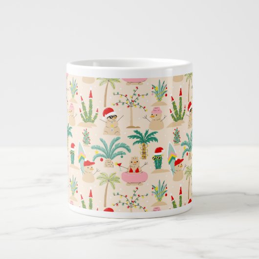 Tropical Holiday Vibes Christmas Pattern Jumbo-Tasse (Vorderseite)