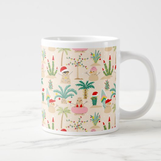Tropical Holiday Vibes Christmas Pattern Jumbo-Tasse (Rechts)