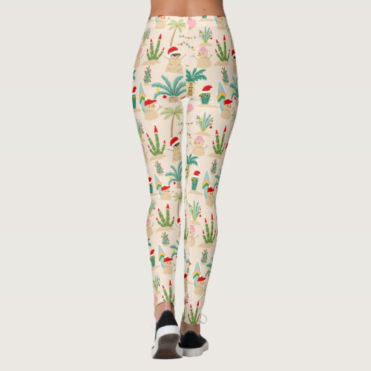 Tropical Holiday Vibes Christmas Pattern Leggings (Rückseite)
