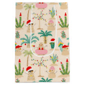 Tropical Holiday Vibes Christmas Pattern Mittlere Geschenktüte (Rückseite)