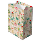 Tropical Holiday Vibes Christmas Pattern Mittlere Geschenktüte (Rückseite Schrägansicht)
