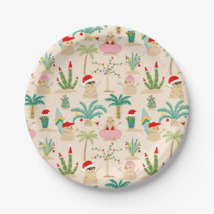 Tropical Holiday Vibes Christmas Pattern Pappteller