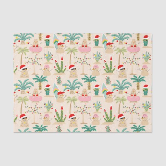 Tropical Holiday Vibes Christmas Pattern Seidenpapier (Vorderseite)