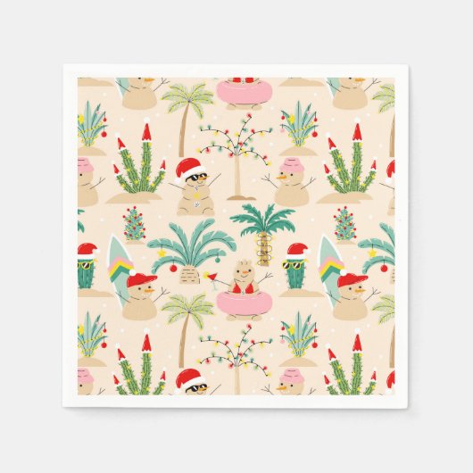 Tropical Holiday Vibes Christmas Pattern Serviette (Vorderseite)
