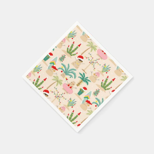 Tropical Holiday Vibes Christmas Pattern Serviette (Ecke)