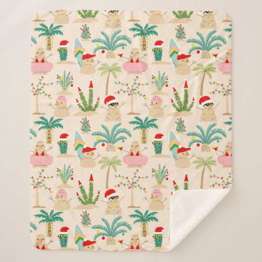 Tropical Holiday Vibes Christmas Pattern Sherpadecke (Vorderseite)
