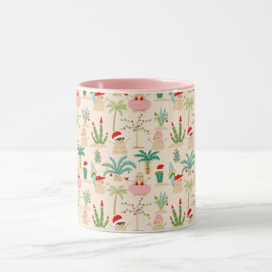 Tropical Holiday Vibes Christmas Pattern Tasse (Zentrum)