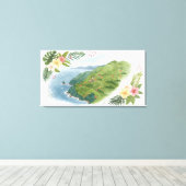 Tropical Honeymoon Trail Map Art Print Leinwanddruck (Insitu (Holzboden))