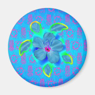 Tropical Honu Turtle und Hibiskus Magnet