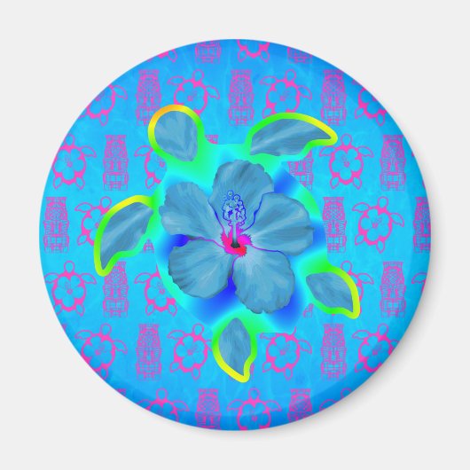 Tropical Honu Turtle und Hibiskus Magnet (Vorne)