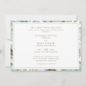 Tropical Horizontal Gold White Wedding Einladung (Vorderseite)