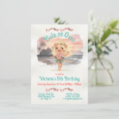 Tropical Hula Blonde Girl Birthday Party Einladung (Stehend Vorderseite)