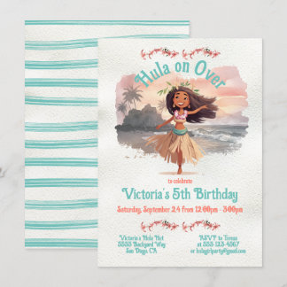 Tropical Hula Girl Birthday Party Einladung