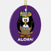Tropical Hula Hawaiian Penguin Keramikornament (Rechts)