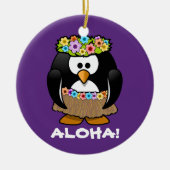Tropical Hula Hawaiian Penguin Keramikornament (Vorne)