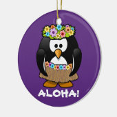 Tropical Hula Hawaiian Penguin Keramikornament (Links)