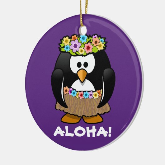 Tropical Hula Hawaiian Penguin Keramikornament (Links)
