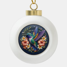 Tropical Hummingbird Ornament – Colorful Floral