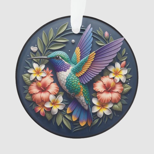 Tropical Hummingbird Ornament – Colorful Floral (Vorderseite)