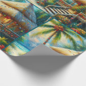 Tropical Hut Christmas Palm Tree Beach Decoupage Geschenkpapier (Ecke)